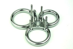 Kyskhetsanordningar Man Chastity Device / Belt Tillbehör Rostfritt Stål Tre kolumner Ring # E07