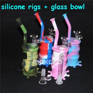 Hurtownie Haishahs Mini Silikonowe Rigns Dab Bongs Jar Water Pipe Oil Drum Pipes Bubbler Bong