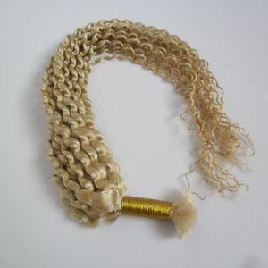 1バンドル人間編組ヘアバルク希薄ブラジルキンキーカーリー人間の髪の束金髪ブラジルの髪織り束