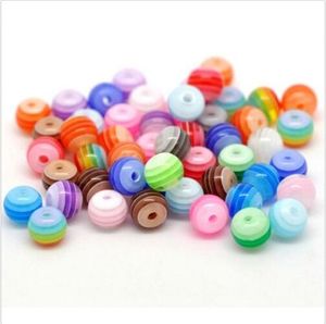 1000PCS lot Mixed Stripes Resin Round Loose Spacer Beads charms For Jewelry Making Accessories 6mm DIY