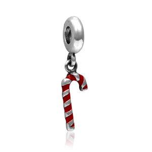 Fits Pandora Bracelets 30pcs Christmas Candy Cane Silver Charms Bead Dangle Charm Beads For Wholesale Diy European Sterling Necklace Jewelry