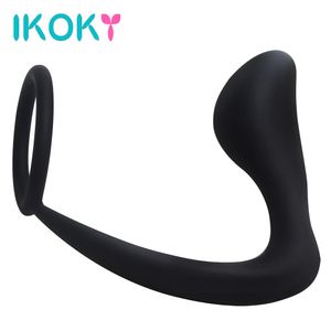 IKOKY Fantasy Anal Sex Toys Erotic Male Prostate Massager Adult Products Silicone Men Climax Butt Plug for Men Cock Ring S924