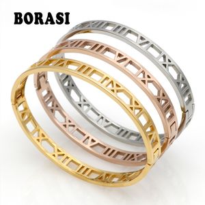 intera venditaDelicato braccialetti con numeri romani vuoti Braccialetti Braccialetti in acciaio al titanio Gioielleria raffinata per gioielli da donna Pulseiras Top Quality