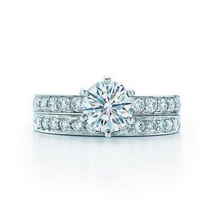Handmade Wedding Bridal sets rings for women men 1ct 5A Cz Stone White gold Filled Lovers Engagement Ring Fashion accessories