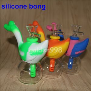 hookahs Swan Shape Silicone Water Pipe Food-Grade Silicon Dab Rig Portable Oil Rigs Blunt Bubbler Bongs Travel Bong