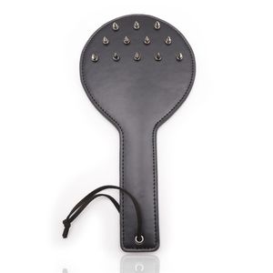 Leather Spiked Spanking Paddle, Heavy Studded Whip,Erotic Bondage Adult Role Play,Sex Toys For Couple Y18100803