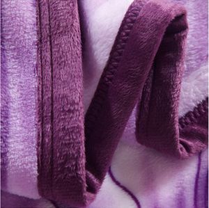 Cute Plush Package Edge Technology Paern High Density Super Soft Flannel Purple Floral Blanket To on For The Sofa Bed Textile