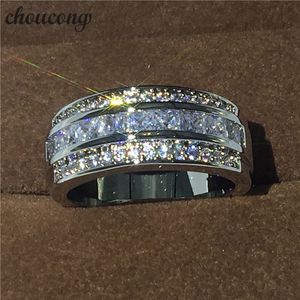Gorąca sprzedaż biżuteria męski pierścionek 3mm 5A cyrkon Cz białe złoto wypełnione przyjęcie zaręczynowe obrączka pierścionek dla mężczyzn rozmiar 5-11 S18101608