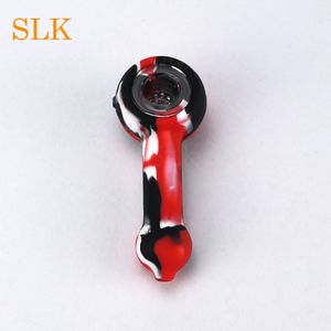 4.23 inch Unbreakable silicone smoking pipes with glass bowl smoking accessories glass oil burner hand pipes Exquisite gifts