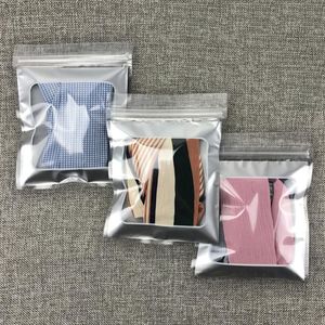100 pcs pequenos cueca cueca meias sacos de embalagem com fecho de zip, pequeno saco de janela de armazenamento bonito para o presente de jóias do lenço