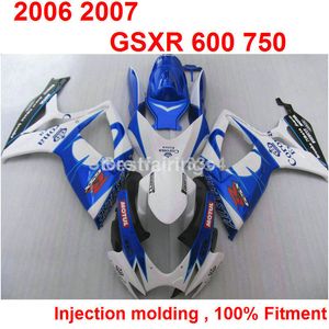 7gifts Injection molding fairing kit for SUZUKI GSXR600 GSXR750 2006 2007 blue white GSXR 600 750 06 07 DD37