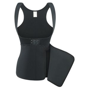 Body Shaper Women Belly Control Slimming Corset Underbust Sauna Vest Black Double Layer Neoprene Shapewear Waist Trainer Plus Size