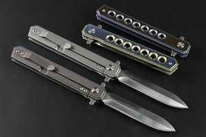 High End 4 Cores Flipper Faca Dobrável D2 Lâmina de Cetim CNC TC4 Titanium Liga Liga Bolsa Bolling EDC Facas De Bolso