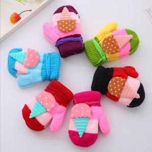 Cute kids fingerless gloves Winter baby warm Mittens fashion gloves children outdoor thickening knitting cartoon gloves girls boys mittens