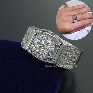 Choucong Men Engagement Band ring Round 4ct Diamond 925 Sterling Silver Wedding Party Ring Sz 7-13 regalo