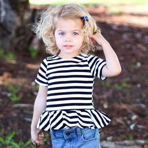 Söta barnkläder 2018 Sommarbarn Tjejer T-shirts Tops Blouse Boutique Spädbarn Toddler Girls Tees Bomull Barnkläder 2-7Y