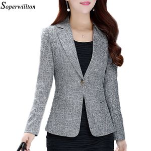 Passar Blazer Femme Women Blazer 2017 Ny höst singelknapp Kort kontor Blaser Långärmad Arbetsjacka Slim Plus Storlek BL03