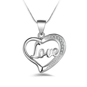 Silver Jewelry Pendant Fine LOVE heart-shaped clavicle chain 925 jewelry silver plated Necklace Pendants Fashion gift necklace Top Quality