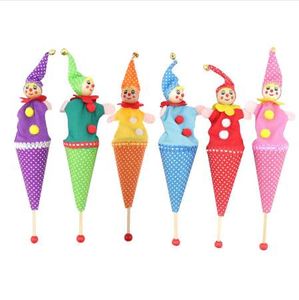 v1PC Baby Rattle Toys Retractable Smiling Clown Hide Seek Play Jingle Bell Wooden Educational Toys For Children Newborns Dolls