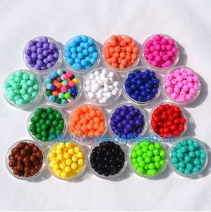 100 pcs DIY Pulseira Acessórios Crianças Presente Departamento de Handcraft 18 Cor 8mm Forma Redonda Acrílico Açúcar Beads Jóias Resultados