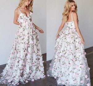 Beautiful Floral Printed Prom Dresses Long Spaghetti Straps Lace Long Evening Dress Real Photo Beach Summer Floor Length Gowns