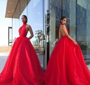 2019 SEXY OPEN BACK PROM DRESS PUFFY HALTER NECK LONG FORMAL PAGEANT HOLITIONS Wear Graduation Evening Party Gown Custom Made Plus Size