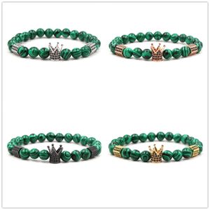 4 colori 10mm zircone corona charms verde pavone pietra perline bracciale argento oro oro rosa yoga pulseira feminina gioielli buddha