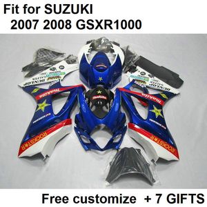 Hot Sale Fairing Kit för Suzuki GSXR1000 07 08 Vitblå Fairings Set GSXR1000 2007 2008 VC12