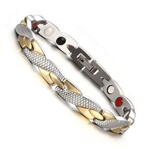 Vinterly Energia Pulseira Magnética Masculino Corrente De Ouro Germano Pulseira Homens Holograma Pulseiras De Aço Inoxidável Pulseira Para As Mulheres