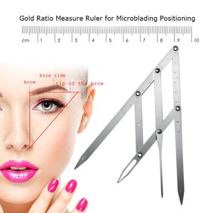 Stainless steel Makeup Permanent Eyebrow Calipers Cosmetic Triangle Divide Microblading Ratio Eyebrow Ruler Pointer Stencils Measure Tool