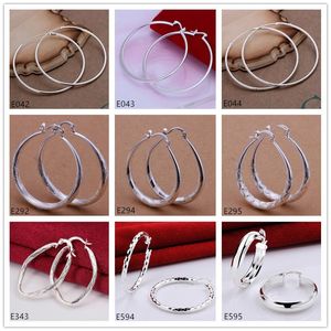 mixed style pairs women s plating sterling silver Hoop Huggie earring high grade fashion silver Circles round earrings