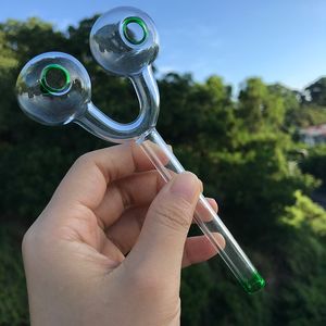 더블 흡연 파이프 스타일 6 색 유리 오일 버너 파이프 DAB RIG 버블 파이프 담배 물 손 파이프 담배