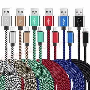 Cavo USB C Micro V8 tipo C USB 1m 2m 3m Cavi caricabatterie dati in nylon tessuto in lega di alluminio per Samsung S6 S7 S8 S9 Note 8 HTC Android Phone