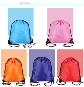 Drawstring Portable Polyester Sports Bag Thicken Drawstring Belt Riding Backpack Gym Drawstring Shoes Bag Clothes Backpacks Waterproof c680