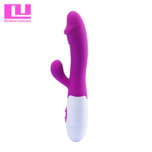 Utinta Leptura Coniglio Dildo Vibratore G spot Massaggiatore Multispeed Giocattolo del sesso Silicone Doppi motori Vibratori per le donne Prodotti del sesso S19706