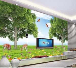 Papel de parede 3D Personalizado Foto mural Papel De Parede HD 3D Floresta Mundo Animal Tridimensional Paisagem Fundo papéis de parede decoração da sua casa