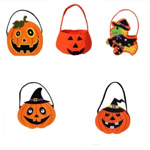 Zucca di Halloween Sacchetto di caramelle Dolcetto Scherzetto Sorriso carino Cesto Viso Regalo per bambini Custodia Borsa Tote Bag Secchio in tessuto non tessuto Puntelli