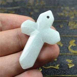 Natural A JADE JADEITE Necklace light green Jesus Cross Necklace Pendant Collection Ornaments Natural stone Hand engraving