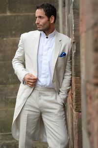 Stile mattutino frac beige chiaro uomo smoking da sposa moda sposo smoking uomo di alta qualità cena formale vestito da ballo (giacca + pantaloni + cravatta) 200