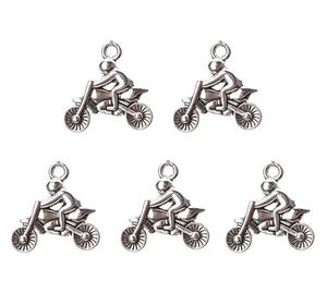 100Pcs alloy Metal Motorcycle Charms Antique silver Charms Pendant For necklace Jewelry Making findings 22x21mm