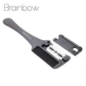 Brainbow 1 ADET Saç Kesme Tarak Siyah Kolu Saç Fırçaları Ile Razor Bıçakları Kesme İnceltme Gazi Kule Salonu DIY Styling Araçları