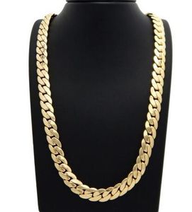 Mens Miami Cuban link Chain 12mm 14 k banhado a ouro 24 