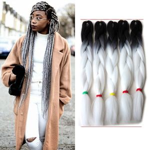 Wholesale ombre braiding hair resale online - Xpression Braiding Hair Extensions Jumbo Braids Hair Inch g Pc Black White B Two Tone Ombre Braiding Box Synthetic Hair Extensions