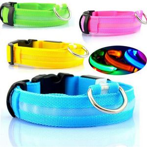 8colors 5Sizes Night Safety LED LED LIGHT LIGHT FLISHING GLOW NYLON PET DOG COLLAR SLOME MEIDD DOG PET LEASH DOG COLLAR点滅安全襟