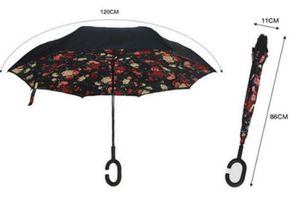 Windproof Reverse Umbrella 19 Style Top Quality Double Layer Inverted Umbrella Inside Out Self Stand DHL Free Ship