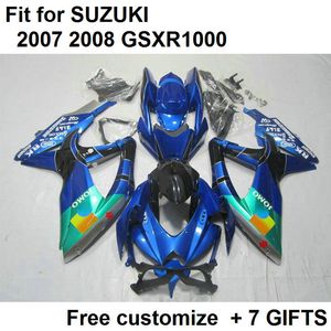 Kostenloses individuelles Verkleidungsset für Suzuki GSXR1000 07 08 blau grün schwarz Verkleidungsset GSXR1000 2007 2008 VD56