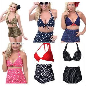 Hohe Taille Bikini Frauen Plus Größe Vintage Bademode Sexy Mode Badeanzug Retro Polka Dot Biquini Maillot De Bain Badeanzug beachwear 4044