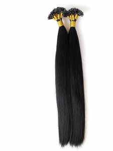 Brezilyalı İnsan Virgin Saç Düz Saç Önceden Bağlı Saç Uzantıları Işlenmemiş Jet / Doğal Siyah Koyu Kahverengi Renk Kalın Sonu