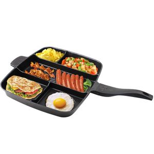 SGS 5 In 1 Fry Pan with Induction Cooking Grill Pan Divided Frying Pan for All -In -One Cooked Breakfast &More 15 ''Skillet