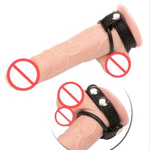 Sex Massager Sex Massagersex MassagerLeather Cock Ring Silicone Penis Ring Male Chastity Device Cockring Scrotum Time Delay Ring Sex Toys for Men